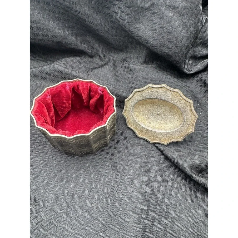 Vintage 1991 Godinger Silver Plated Velvet Lined Jewelry Trinket Box With Lid
